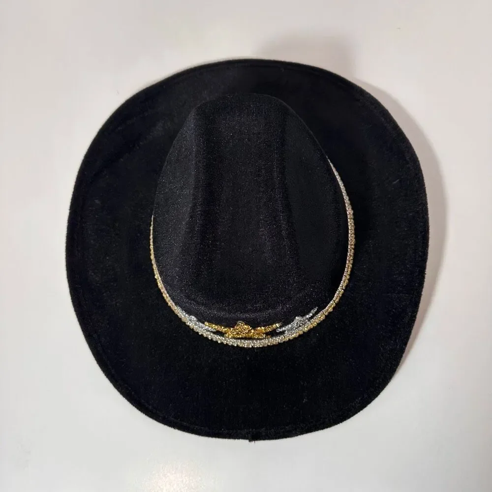 Cowgirl Hat Rhinestone-Embellished Stars Black Cowboy Hat Gold Silver | Women - Picture 6 of 14